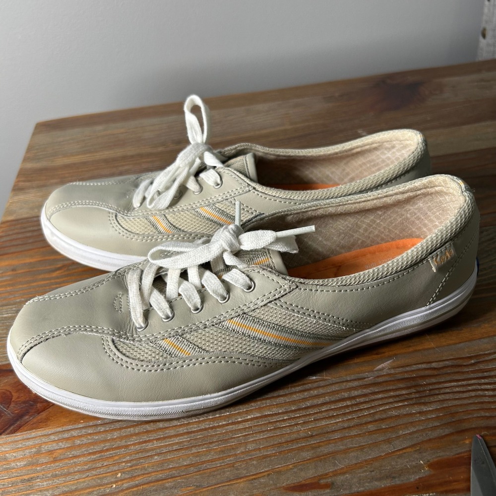 Keds‎ Women's Casual Oxford leather Sneakers Beige Lace Up Size 8.5